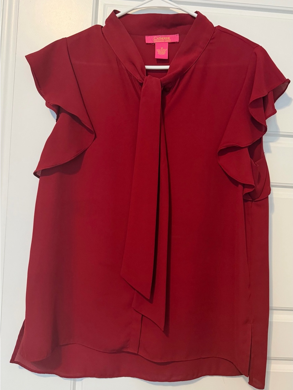 Catherine Malandrino Red Tie-Neck Ruffle Sleeve Camisole - M